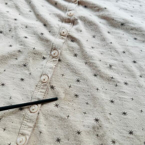 Rylee + Cru Dress Babydoll Tan Star Motif Size Small Casual Maternity Cotton - Picture 5 of 9